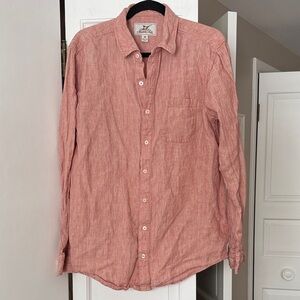 ✨ MaddaFella Men’s 100% Linen Salmon Button-Up Shirt – Size Medium ✨